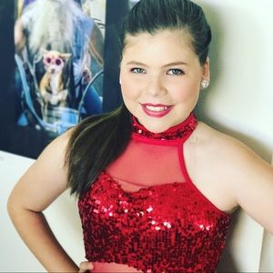 Gorgeous red and mesh dance costume. Adult Small